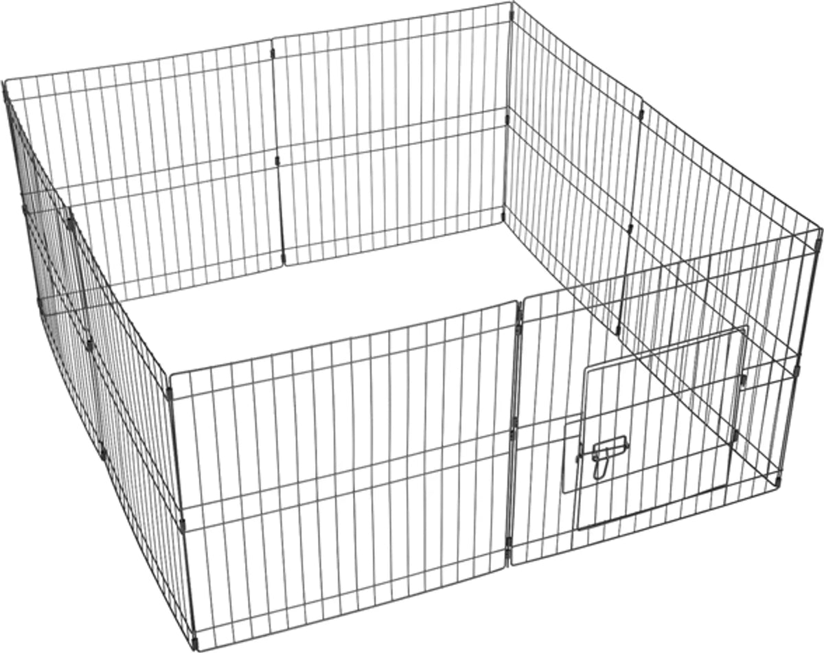 Yaheetech Parc pour chiots - 61 x 61 cm par panneau - équipé de 8 panneaux et d'une serrure de sécurité, de bords arrondis et de piquets de sol - pour chiots et lapins - métal noir