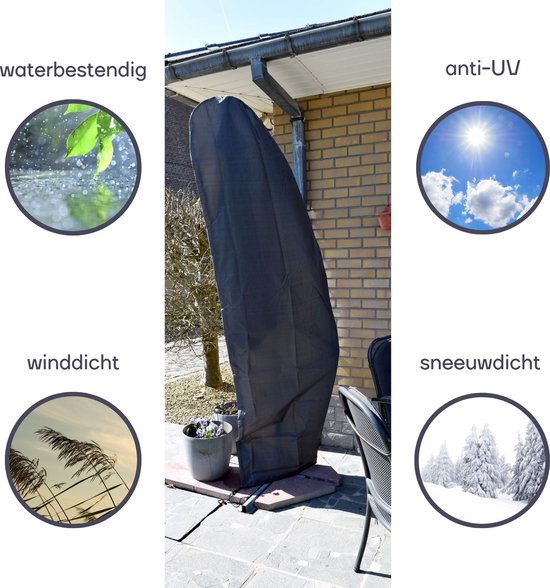 Housse d'extérieur Perel pour parasol suspendu jusqu'à Ø 3,5 m, grise, 260 cm x 86 cm