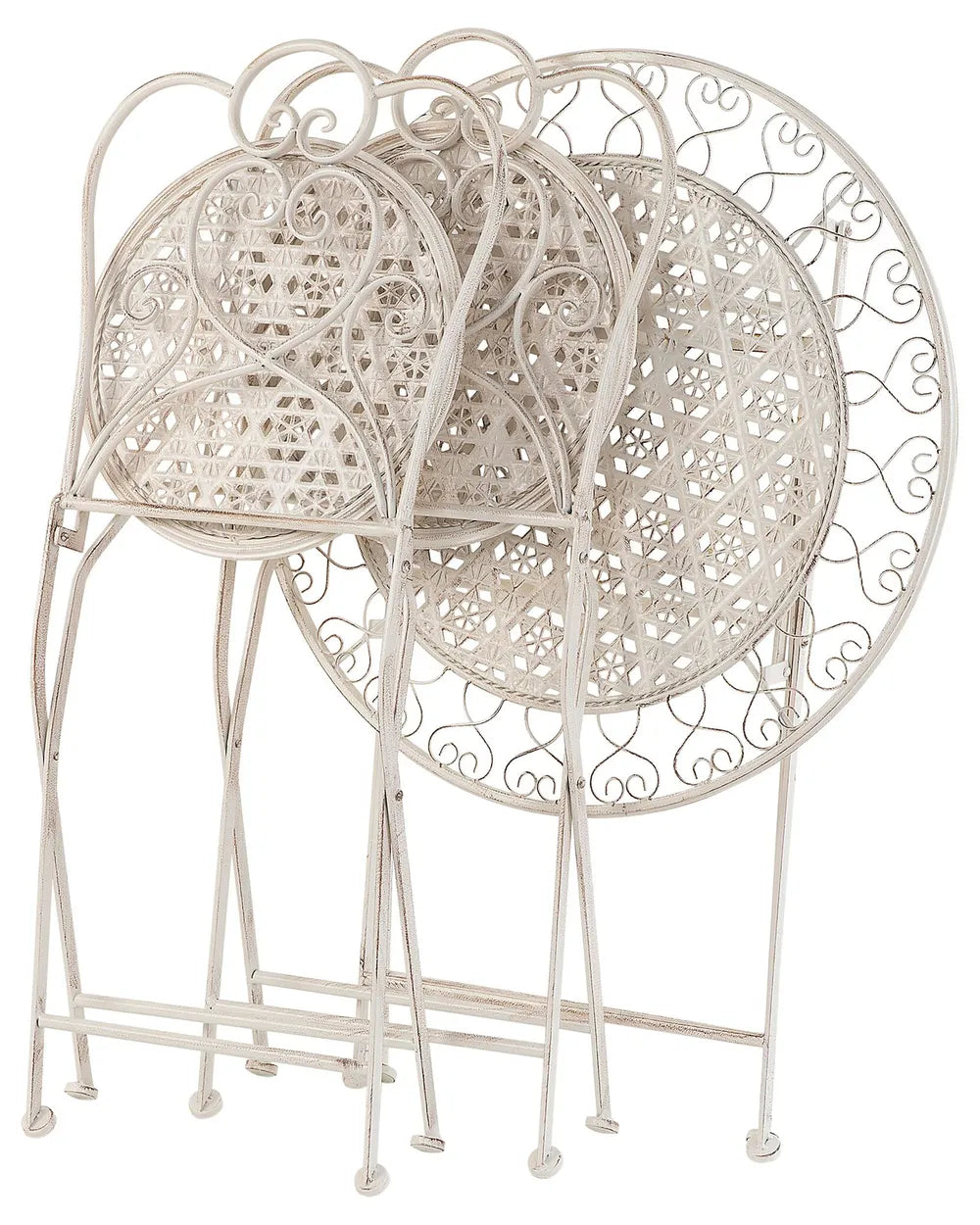 Lot de 2 chaises de jardin pliantes - Métal - Beige clair - 44 x 48 x 92 cm