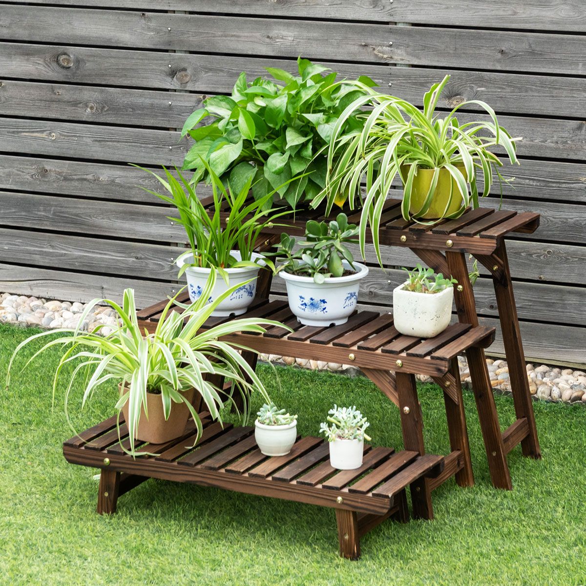 Support de plantes en bois Coast - 3 couches - 70 x 25 x 14 cm - Bois d'épicéa