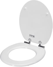 Casaria : siège de WC avec couvercle et mécanisme de fermeture, en MDF blanc