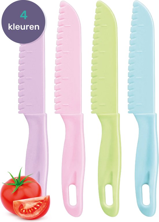 Qwali Children's Knives Set - 4 pieces - Safe - Children's - cutlery - Knives Child - Kitchen