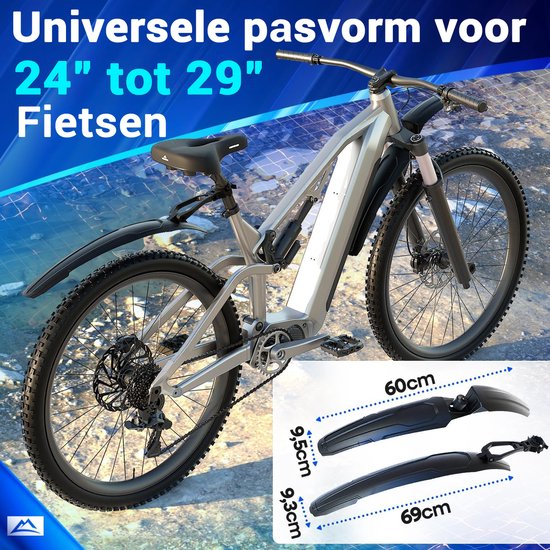 Nextcover Mudguard Set Mountain Bike Front & Rear - MTB Mudguards Tool Detachable - Suitable For 24-29 inch Bikes - Front Wheel & Acter Wheel - Front Fender & Rear Fender