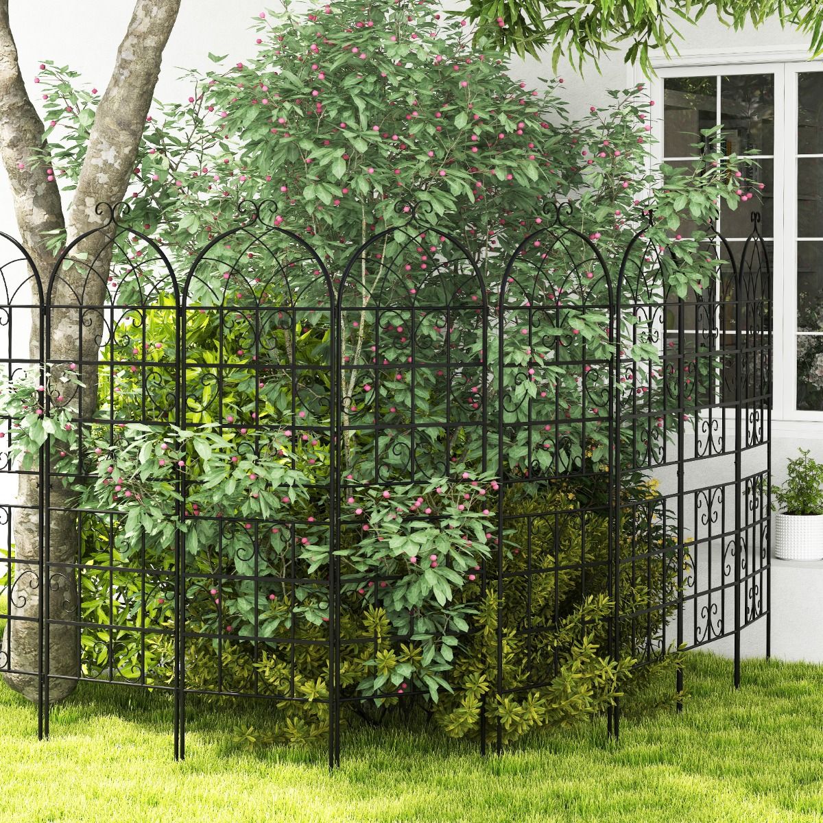 Ensemble de treillis Coast - Treillis métallique pour plantes en 2 parties - Treillis de jardin autoportant - 180 x 50 cm - noir