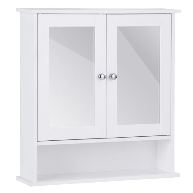Coast Armoire de toilette avec miroir et étagère - 58,5 x 56,5 x 13,5 cm - Blanc