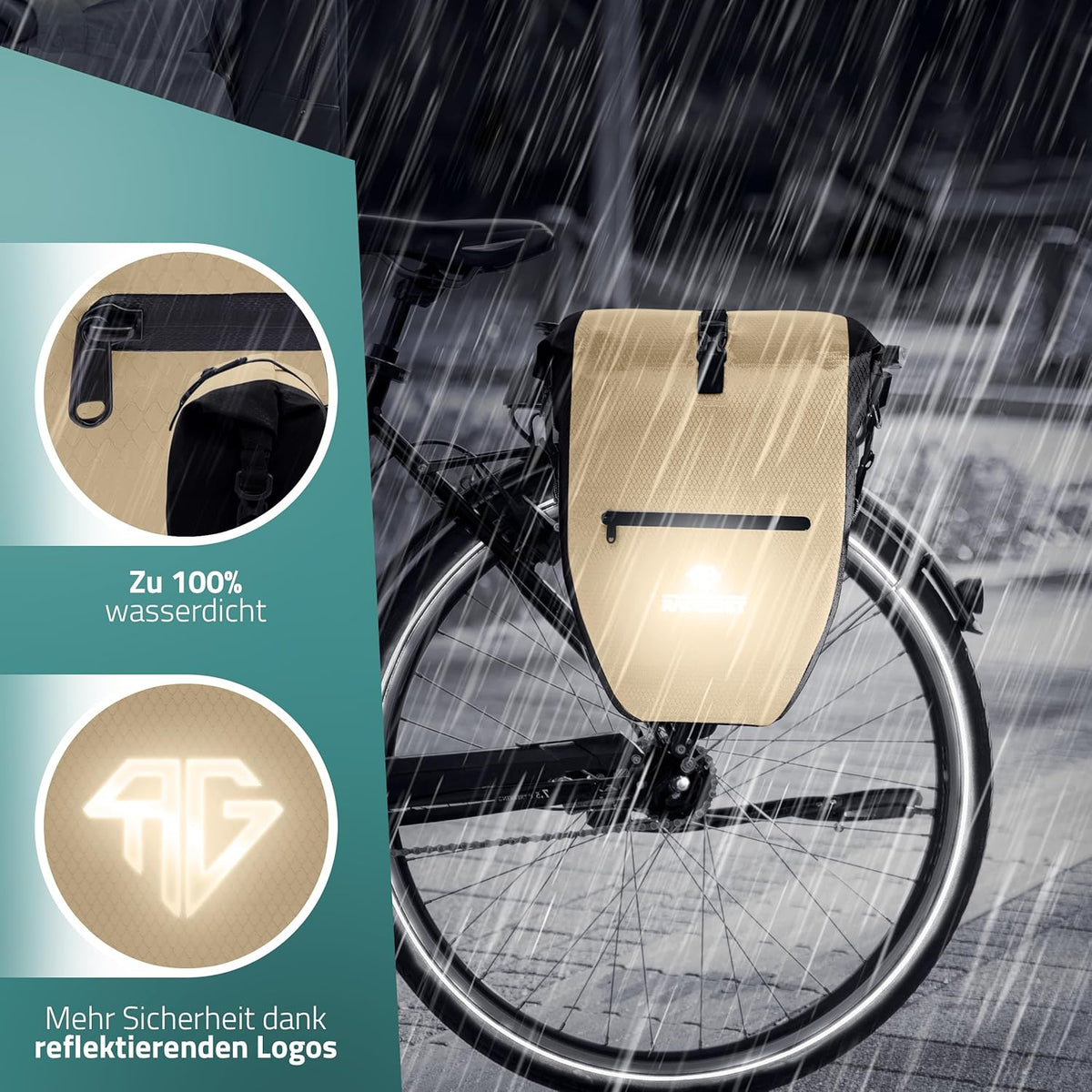 RADGEIST sacoche de vélo pour porte-bagages - sacoche de vélo pour porte-bagages - sacoche de vélo étanche et sac à bandoulière - sacoche de vélo avec réflecteurs