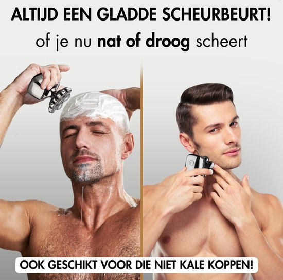 Rasoir 6-en-1 pour homme - Tondeuse - Tondeuse - Sansbeauté® SkullSharp PRO - Rasoir électrique pour visage et tête - Rasoir de crâne - Rasage de tête - humide et sec - Chargement sans fil - Électrique