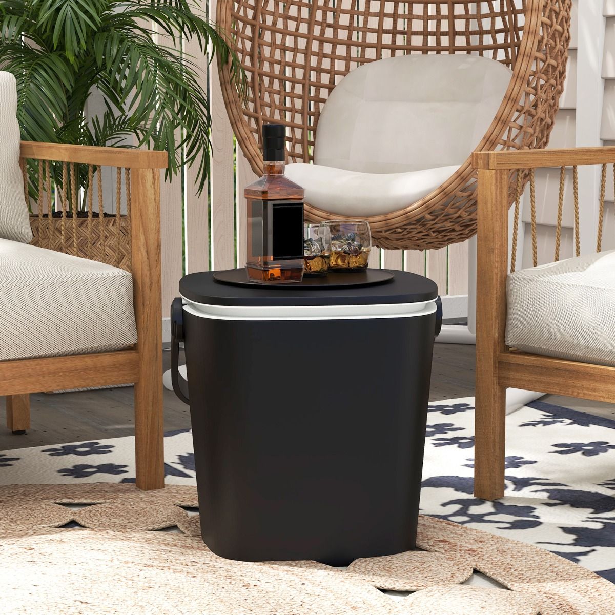 Table réfrigérante d'extérieur Coast 3-en-1 - avec décapsuleur et poignée - 15 litres - bleu/noir