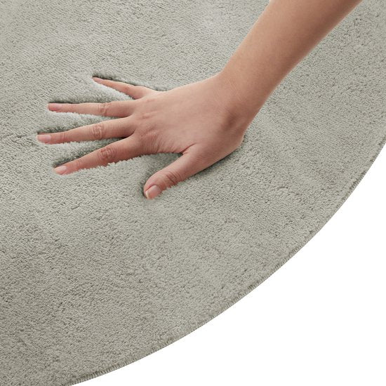 tectake® Tapis à poils courts - Rond - Ø120 cm - Sable - Tapis pour le salon, la chambre à coucher, la salle à manger - Facile d'entretien et lavable - Sous-couche antidérapante - Antiallergique - Diverses tailles et couleurs