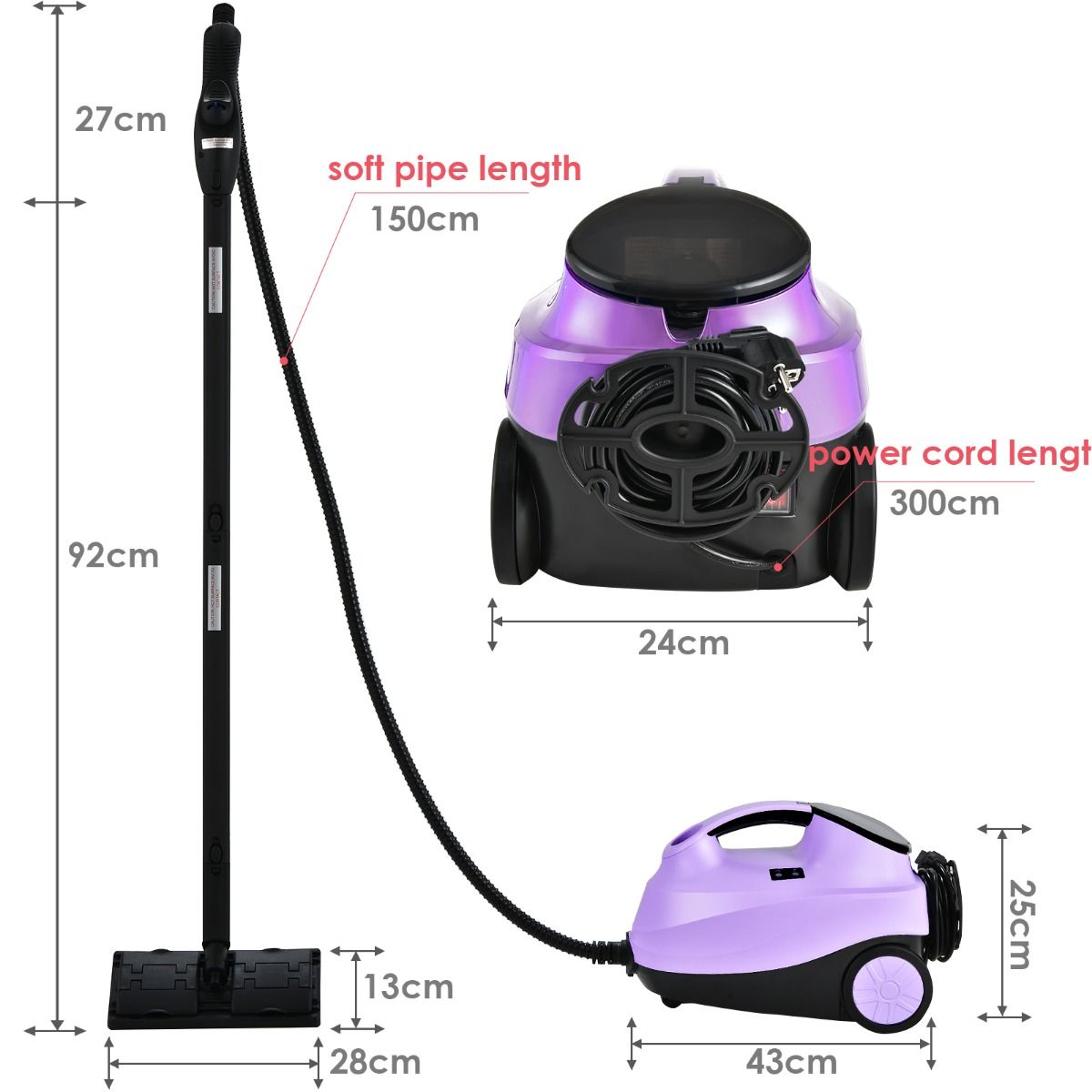 Nettoyeur vapeur Coast - 19 accessoires - 2 000 W - réservoir de 1,5 litre - Bleu