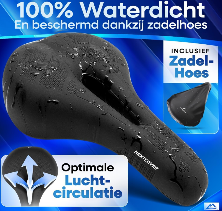 Selle de vélo NextCover - Noire - 26 x 18 x 10 cm - Mousse à mémoire de forme, ergonomique