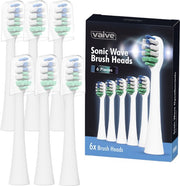 VAIVE Set de têtes de brosse à dents - 6 pièces - Sonic Wave Precision X8900 - Blanc