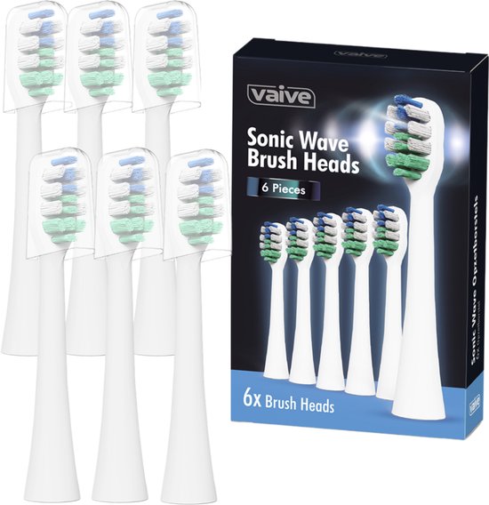 VAIVE Set de têtes de brosse à dents - 6 pièces - Sonic Wave Precision X8900 - Blanc