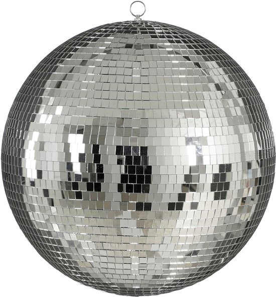 Décoration de Noël Mica Decorations Discobal - Boules de Noël pour une décoration de Noël chaleureuse à la maison - Décoration pour sapin de Noël avec effet miroir - Ø 50 cm - Argent - Pré-montée