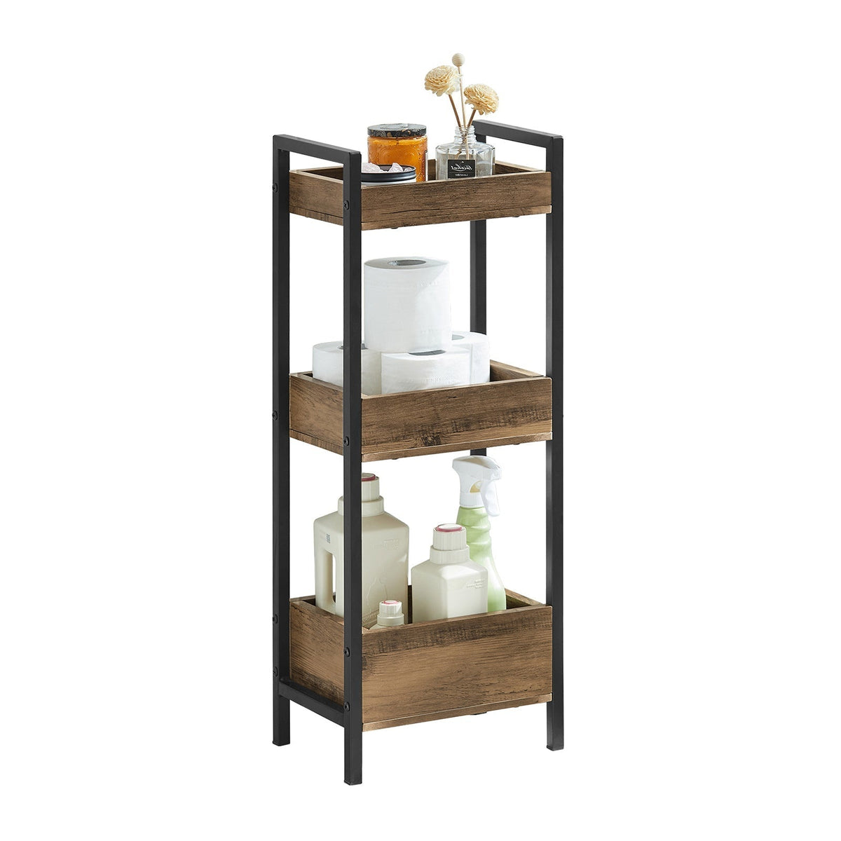 SoBuy FRG226-F Armoire Vintage - 28x74x20cm - 3 compartiments de rangement