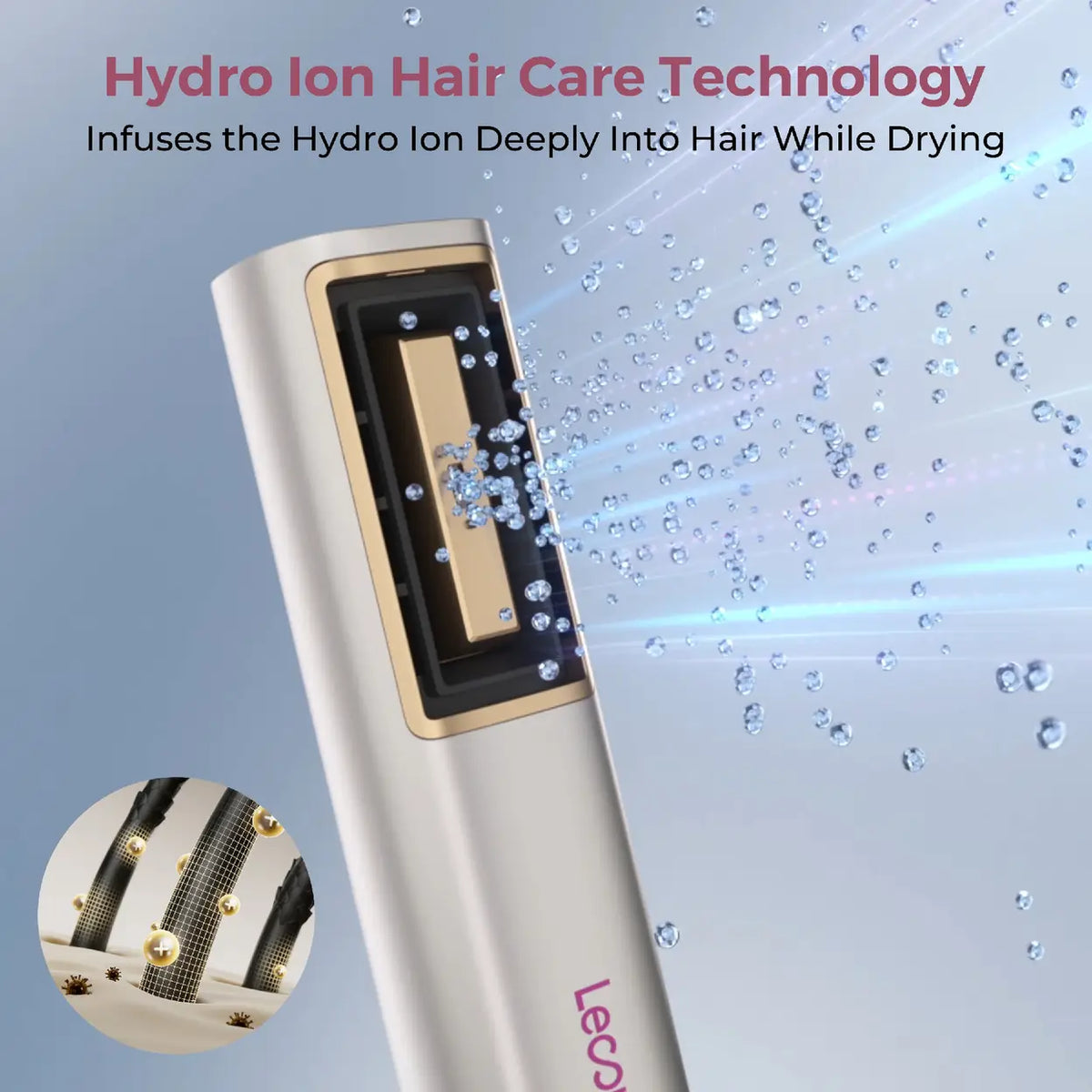 Sèche-cheveux à grande vitesse Lecomely Hydro Ion - sèche-cheveux compact
