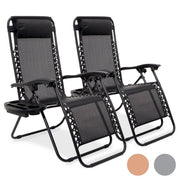 Chaises longues de jardin pliables - LifeGoods - 2 pièces - 30°-90° réglable - métal - noir