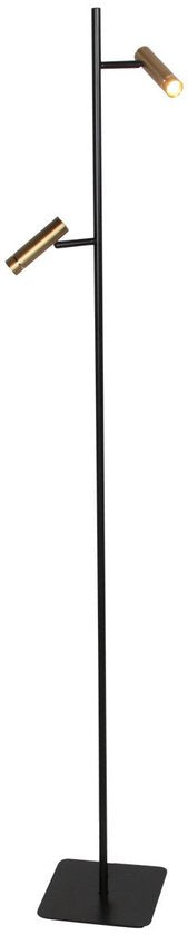 Lampe sur pied Lumo 4608BR - Lampe de lecture moderne à deux lumières en métal avec des touches de bronze, hauteur 125 cm, orientable et inclinable, marque Mexlite