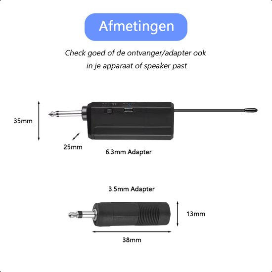 Tech Essentials Microphone sans fil - 2 pièces - Récepteur USB-C - Karaoké - ASMR - Studio - Convient à la boîte de fête - Jack 3,5-6,3 mm