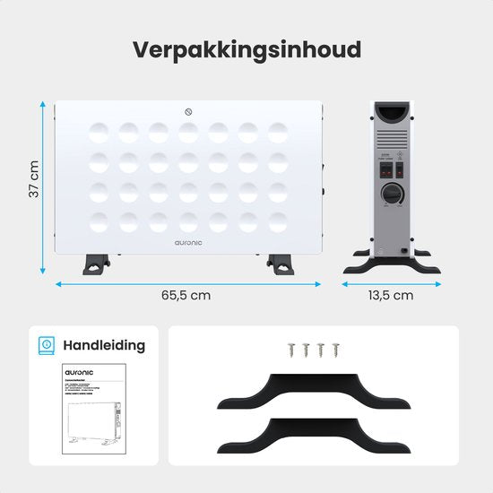 Auronic Radiateur à convection - 2000W - Ventilateur intégré - Chauffage électrique - Avec thermostat - Chauffage - Blanc