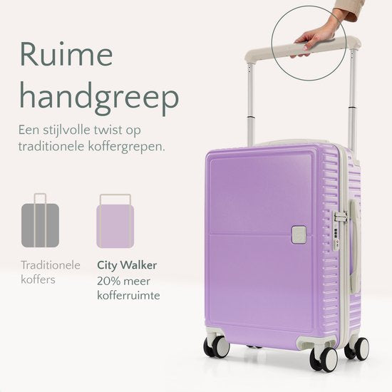 Skycases City Walker - Ensemble de valises 3 pièces | Léger et durable | 20, 24 et 28 pouces | Roues pivotantes à 360° | Verrouillage TSA | Housses de protection incluses - Violet