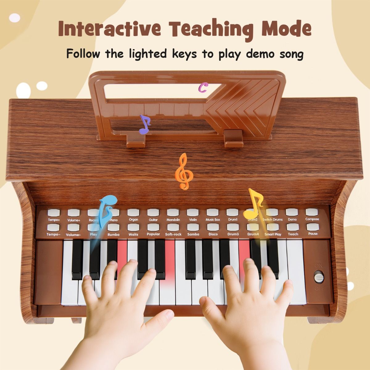 Piano pour enfants Coast à 25 touches - Piano électronique avec tabouret - Mode apprentissage - Noir