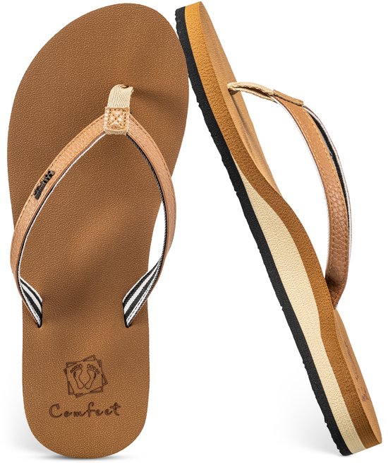 Pantoufles pour dames - Sandales - Marron - Taille 42 - Comfeet