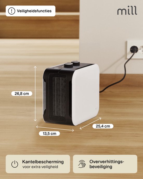 Mill - CUS1800MECW - radiateur soufflant design - 2 réglages - jusqu'à 30 m² - blanc - garantie de 5 ans
