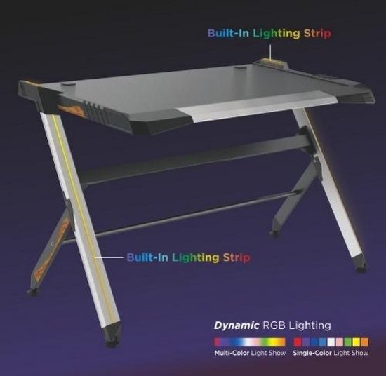 Bureau gaming - avec éclairage LED - 130 cm de large