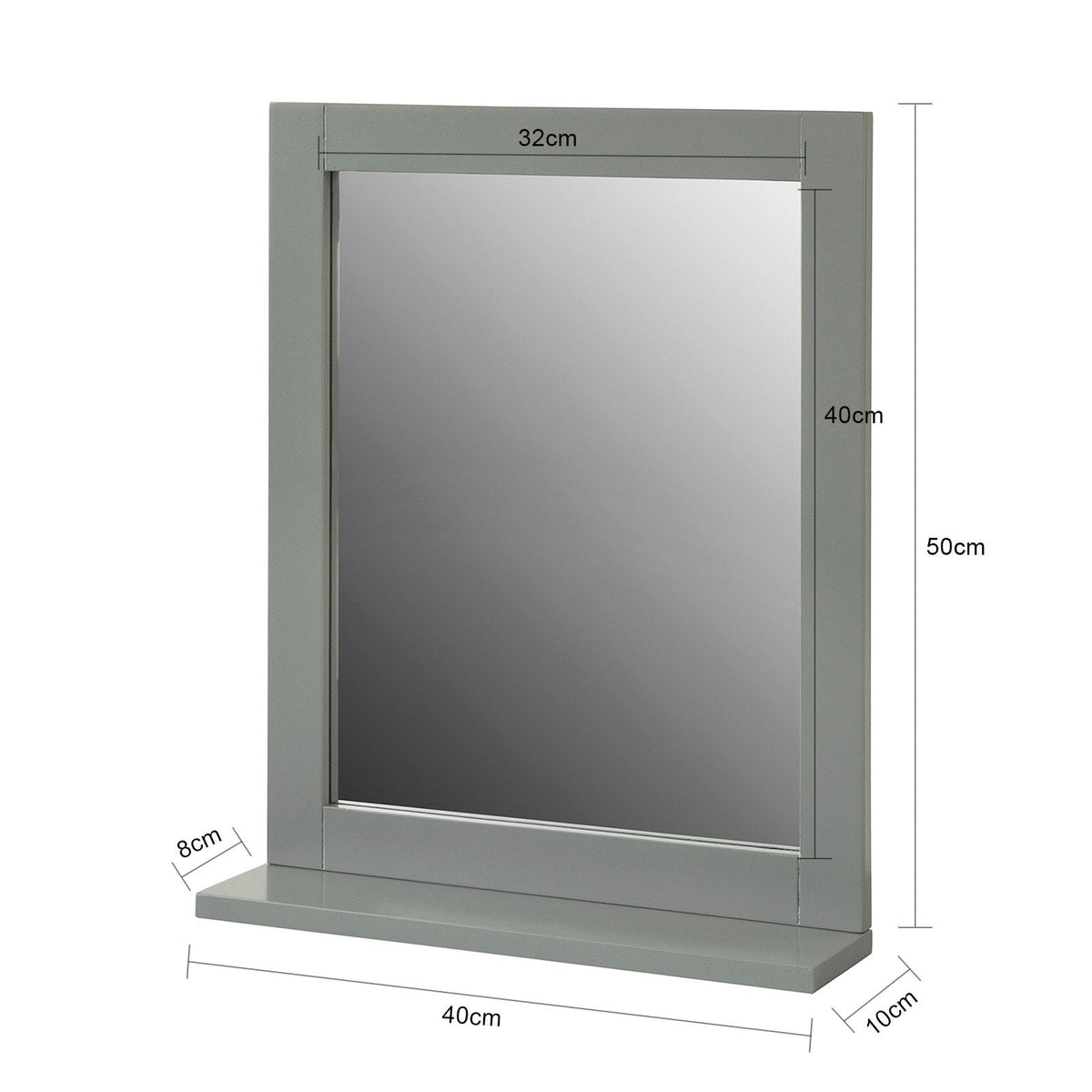 SoBuy Miroir de salle de bain avec étagère - Gris foncé - 40x50x10 cm