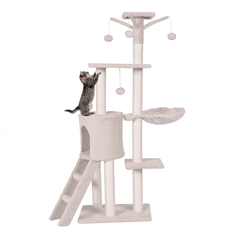 Arbre à chat Coast - 6 étages - poteaux en sisal et revêtement en peluche - beige - 93 x 36 x 140 cm