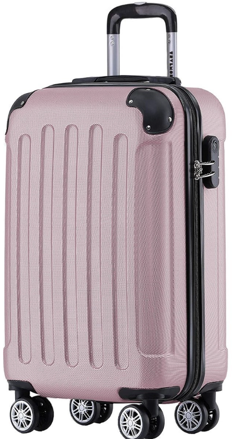 TRVLMORE Bagage à main Valise à roulettes - Serrure numérique - 54x36x20cm - 38L - Or Rose