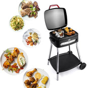 FRITEL barbecue BBQ 3278 - Barbecue électrique / Grill de table - Grande surface de cuisson : 40 x 36 cm - 2 000 W - Plaque amovible + piétement