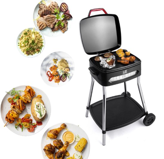 FRITEL barbecue BBQ 3278 - Barbecue électrique / Grill de table - Grande surface de cuisson : 40 x 36 cm - 2 000 W - Plaque amovible + piétement