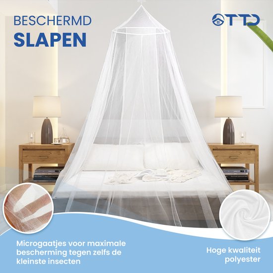 Moustiquaire XXL haut de gamme TTD® – 2 personnes – Polyester – Lavable – Anneau et kit de montage inclus