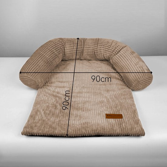 By Cee Cee Original Dog Rug Bench - Panier pour chien - Premium - Entièrement zippé - Royal Collection - Rib Light Brown - Taille M - 90x90