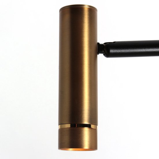 Lampe sur pied Lumo 4608BR - Lampe de lecture moderne à deux lumières en métal avec des touches de bronze, hauteur 125 cm, orientable et inclinable, marque Mexlite