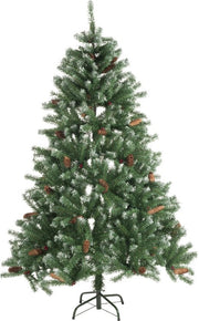 Cadeaux de Noël Arbre de Noël artificiel - Epicéa avec pommes de pin - Décoration de Noël pour l'intérieur - 1024 Tops - 210 cm - Vert