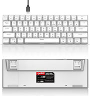 HXSJ L800 Wireless Mechanical TKL Gaming Keyboard - RGB - filaire / 2.4GHz RF / Bluetooth - QWERTY - 61 touches - commutateur bleu - blanc