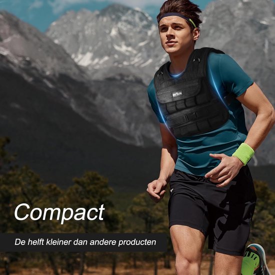 Gilet lesté réglable DH FitLife 20 kg, compact et stable, pour le développement musculaire et la musculation, gilet lesté, gilet de course à pied pour femmes et hommes, gilet de fitness, gilet d'entraînement