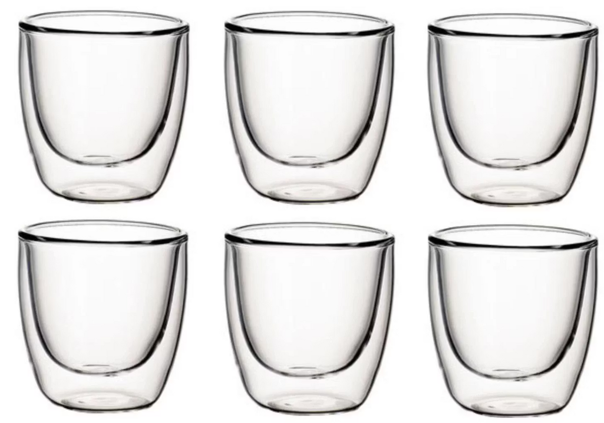 Villeroy & Boch Manufacture Rock - Lot de 6 verres à thé à double paroi | 250 ml | Verre borosilicaté | Micro-ondes et lave-vaisselle