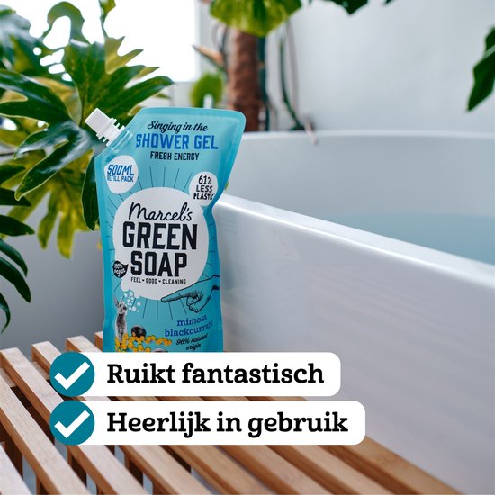 Recharge de gel douche Marcel's Green Soap - Mimosa et cassis - 6 x 500 ml