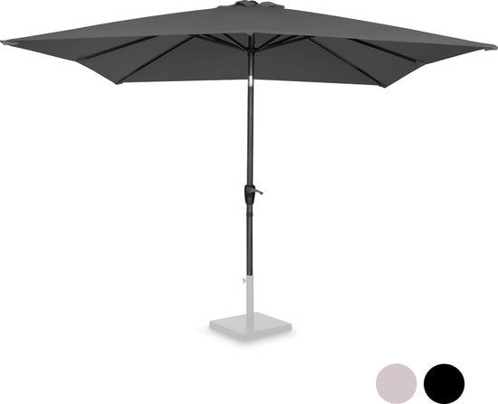 VONROC Premium Parasol à manche Rosolina 280x280cm - Housse de protection incluse - Parasol carré - Inclinable - Toile résistante aux UV - Gris