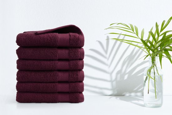 Serviettes DoubleDry XL 70 x 140 - lot de 6 - qualité hôtelière 500 g/m² - 6 x rouge bordeaux