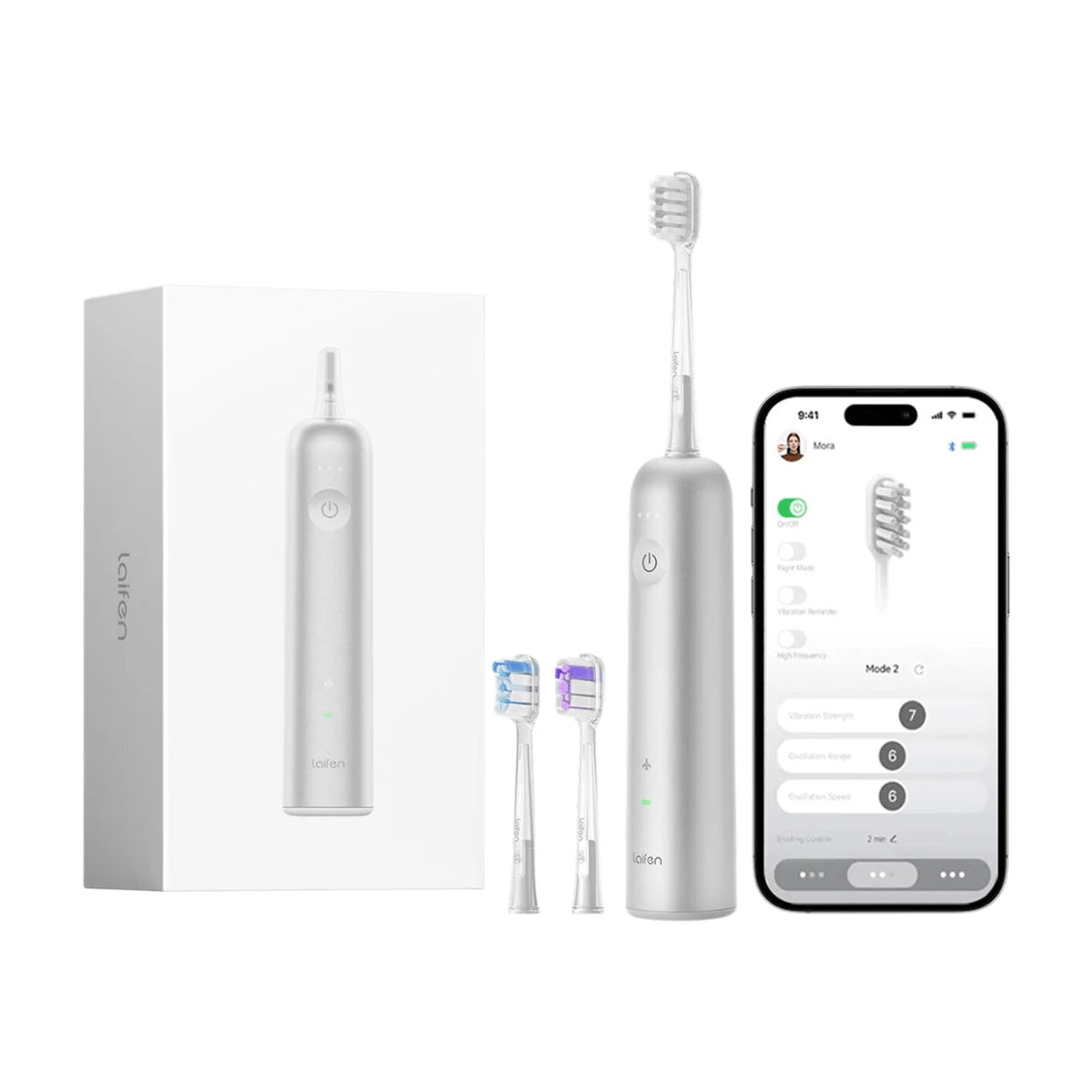 Brosse à dents électrique Laifen Wave - 3 têtes de brosse - Blanc