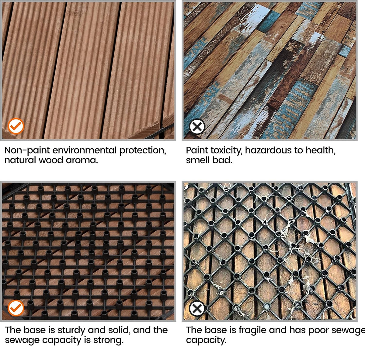 Dalles de terrasse en bois Yaheetech - 27 pièces - Motif en diagonale - Marron