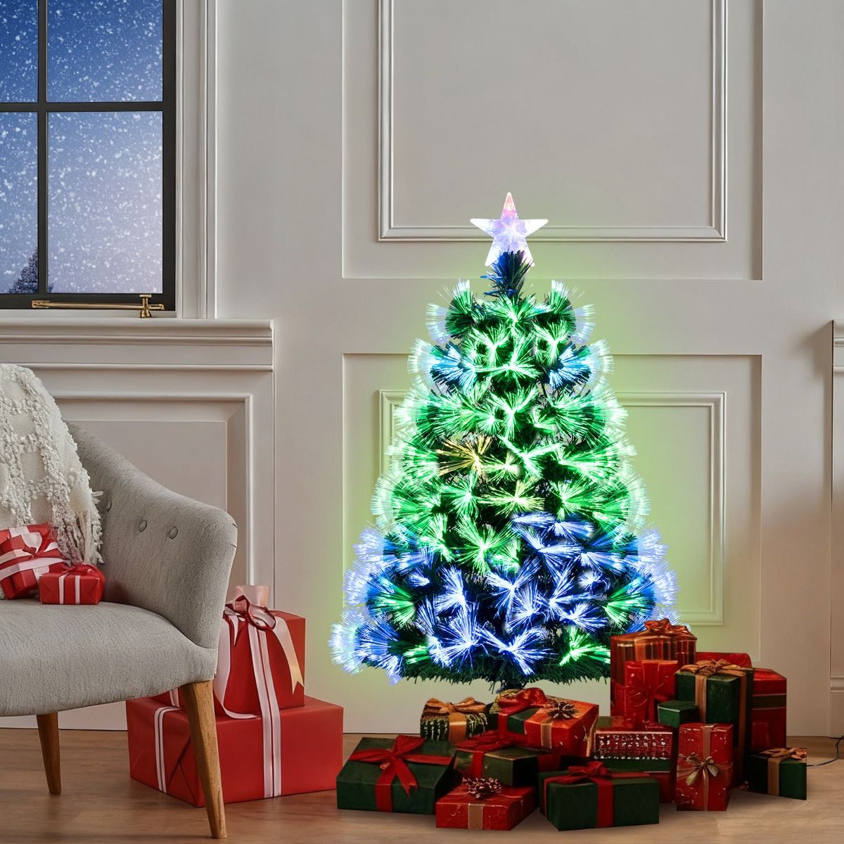 Sapin de Noël artificiel Coast - guirlande lumineuse en fibre de verre - 93 branches - 95 cm, vert