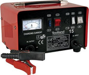 Toolland Chargeur de batterie 12/24 V, avec booster/aide au démarrage 9 A, avec protection thermique contre les surcharges, ampèremètre - boîtier métallique, rouge