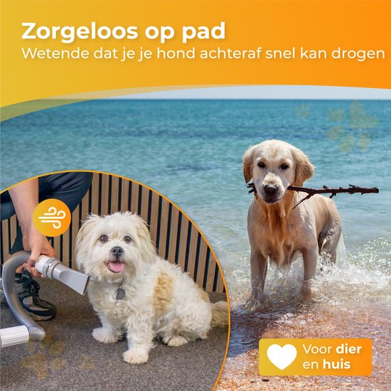 Nuvance - Sèche-cheveux pour chien - Soufflerie d'eau pour chien - 2100W - avec 3 accessoires - Sèche-cheveux pour chien - Soufflerie d'eau pour chien - Puissance réglable - Fourneau pour chien - Blanc