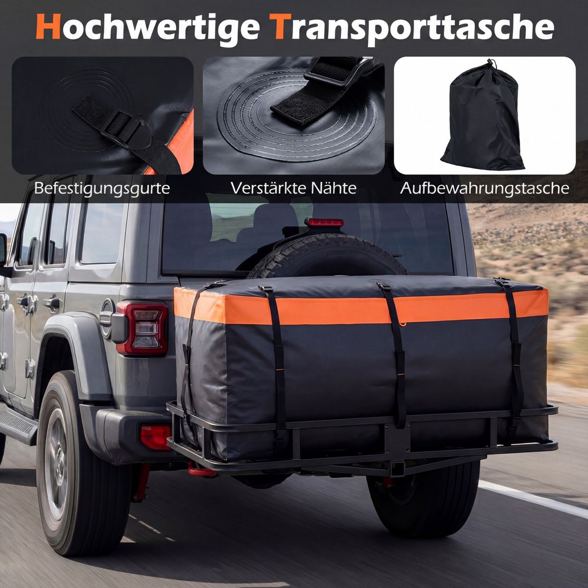 Coffre de toit Coast pour attelage - étanche - 550 litres - orange/noir
